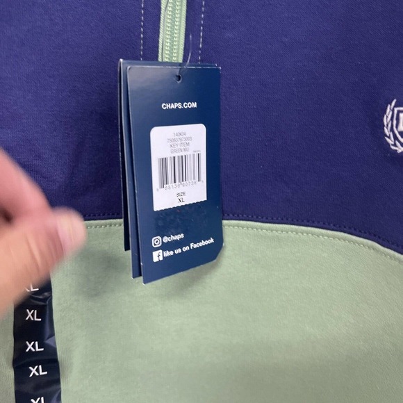 Chaps pullover old school striped colors mens XL Green Navy Everyday Fleece - Picture 11 of 13